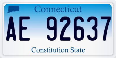 CT license plate AE92637