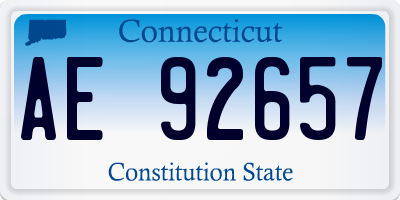 CT license plate AE92657