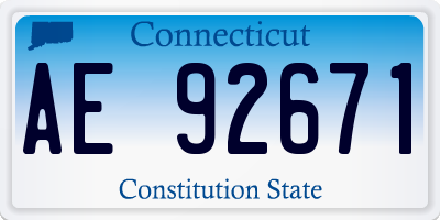 CT license plate AE92671