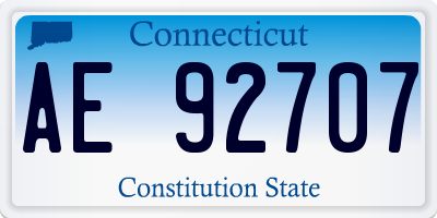 CT license plate AE92707