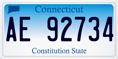 CT license plate AE92734