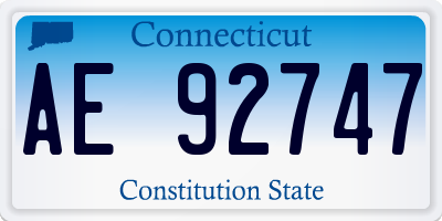 CT license plate AE92747