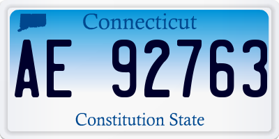 CT license plate AE92763