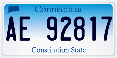 CT license plate AE92817