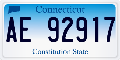 CT license plate AE92917
