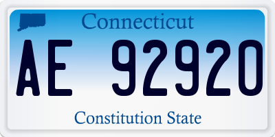 CT license plate AE92920