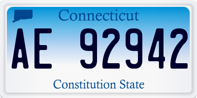 CT license plate AE92942