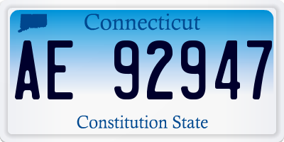 CT license plate AE92947