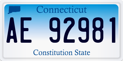 CT license plate AE92981