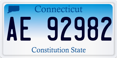 CT license plate AE92982