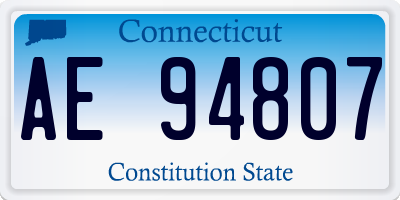 CT license plate AE94807