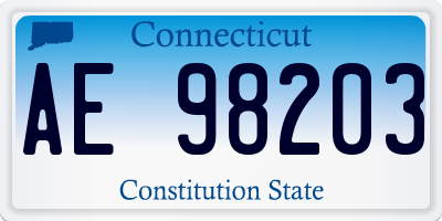CT license plate AE98203