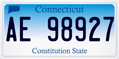 CT license plate AE98927