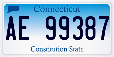 CT license plate AE99387