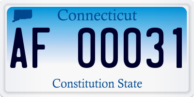 CT license plate AF00031