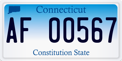 CT license plate AF00567