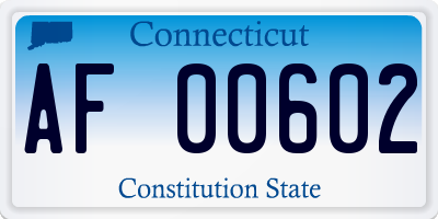 CT license plate AF00602