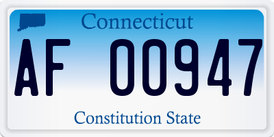 CT license plate AF00947