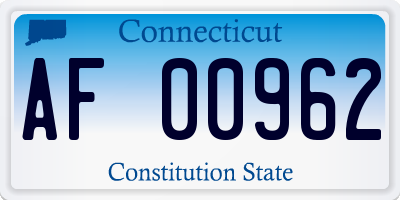 CT license plate AF00962