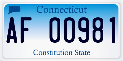 CT license plate AF00981