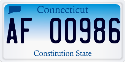 CT license plate AF00986
