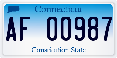 CT license plate AF00987