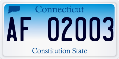 CT license plate AF02003