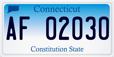 CT license plate AF02030