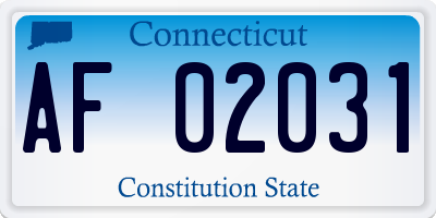 CT license plate AF02031