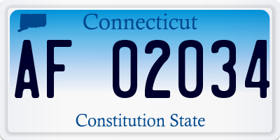 CT license plate AF02034