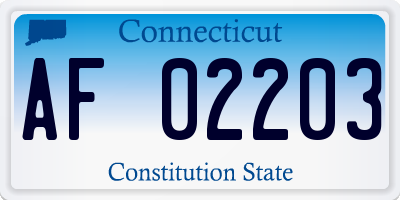 CT license plate AF02203