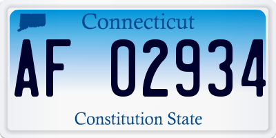 CT license plate AF02934
