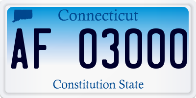 CT license plate AF03000