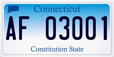 CT license plate AF03001