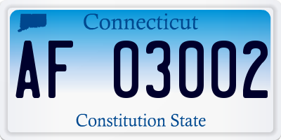 CT license plate AF03002