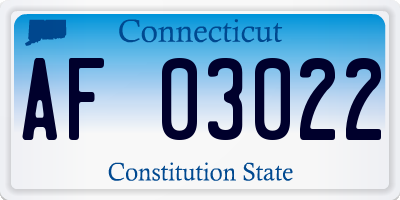 CT license plate AF03022