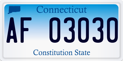 CT license plate AF03030