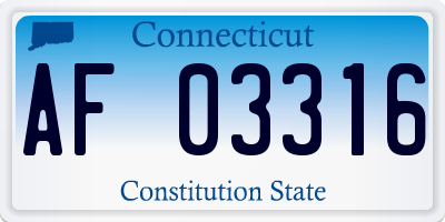 CT license plate AF03316