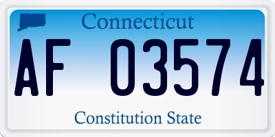 CT license plate AF03574