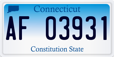 CT license plate AF03931