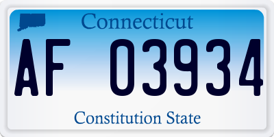 CT license plate AF03934