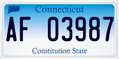 CT license plate AF03987