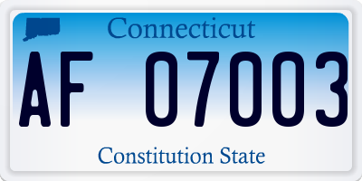 CT license plate AF07003
