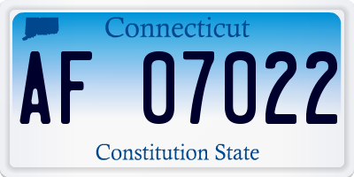 CT license plate AF07022