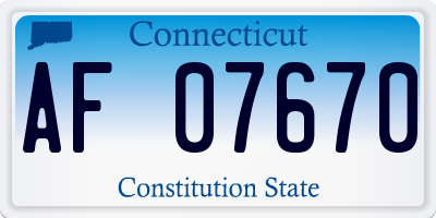 CT license plate AF07670