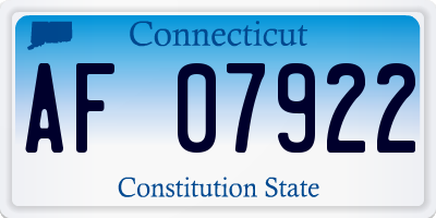 CT license plate AF07922