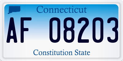 CT license plate AF08203