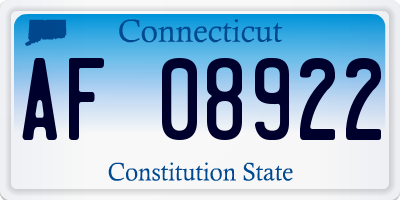CT license plate AF08922
