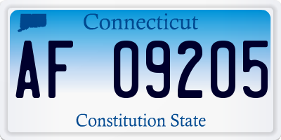 CT license plate AF09205