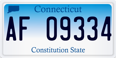 CT license plate AF09334